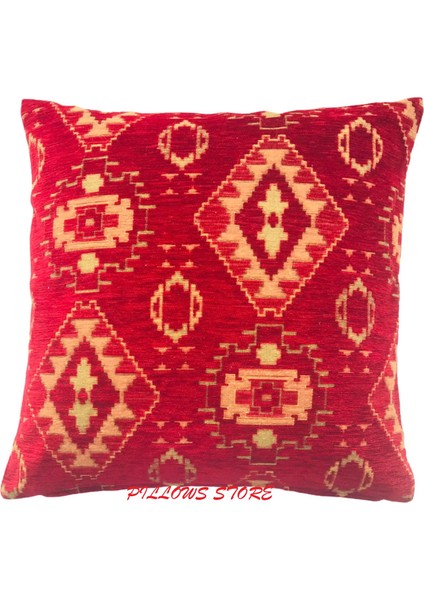 Kilim Desenli Kırmızı Kırlent Kılıfı 45CM*45CM
