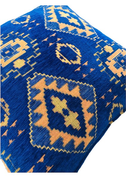 Kilim Desenli Saks Mavisi Kırlent Kılıfı 45CM*45CM