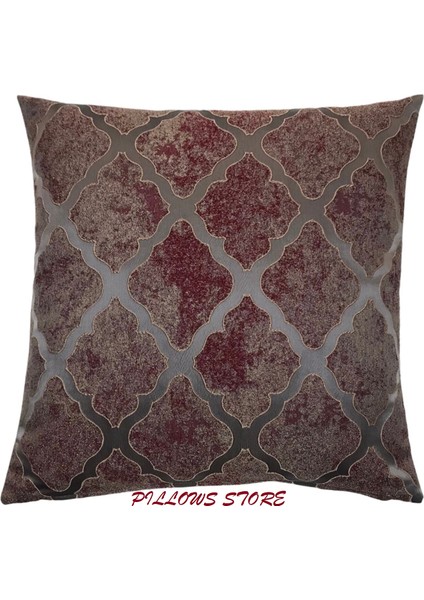 Geometrik Desenli Bordo Kabartmalı Kırlent Kılıfı 45CM*45CM