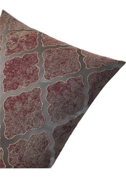 Geometrik Desenli Bordo Kabartmalı Kırlent Kılıfı 45CM*45CM