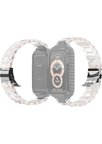 Huawei Band 6 / Honor Band 6 İçin Paslanmaz Çelik Kordonlu Saat Şeffaf (Yurt Dışından)