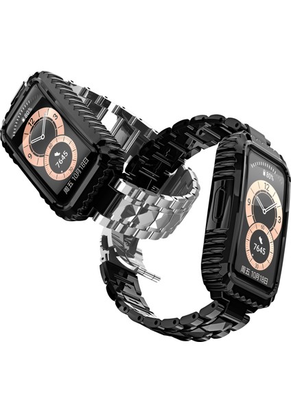 Huawei Band 6 / Honor Band 6 İçin Paslanmaz Çelik Kordonlu Saat Siyah (Yurt Dışından) fiyatları