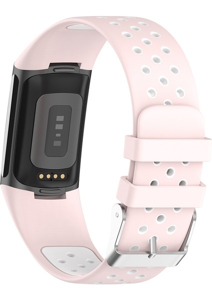 Fitbit Charge 5 İçin Çift Renkli Metal Toka Delik Silikon Saat Kayışı (Yurt Dışından) modelleri