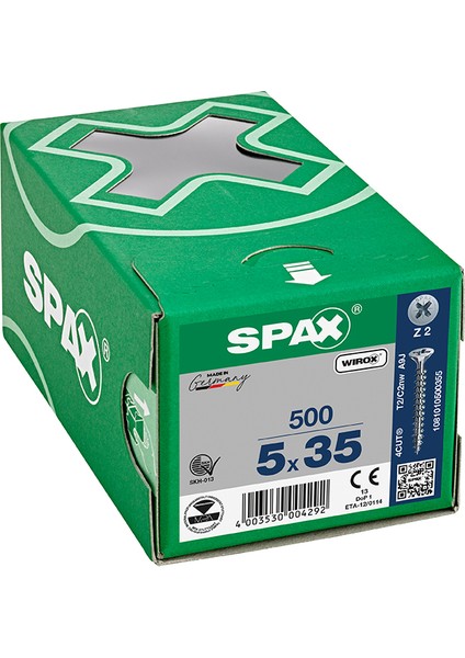 Sunta Vidası 5 x 35 mm 500 Adet Tam Dişli Havşa Başlı Wırox Kaplama