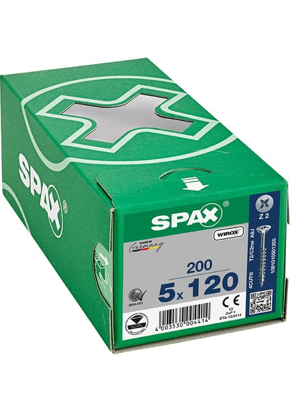 Sunta Vidası 5 x 120 mm 200 Adet Yarım Dişli Havşa Başlı Wırox Kaplama