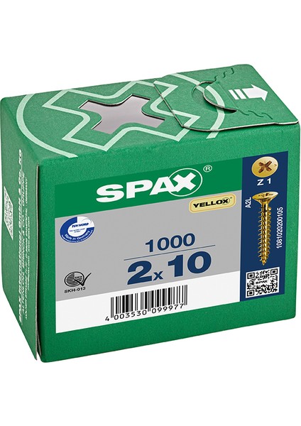 Sunta Vidası 2 x 10 mm 1000 Adet Tam Dişli Havşa Başlı Yellox Kaplama