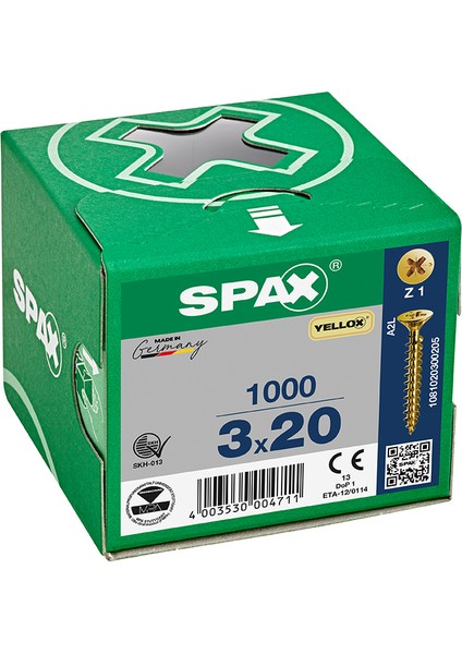Sunta Vidası 3 x 20 mm 1000 Adet Tam Dişli Havşa Başlı Yellox Kaplama