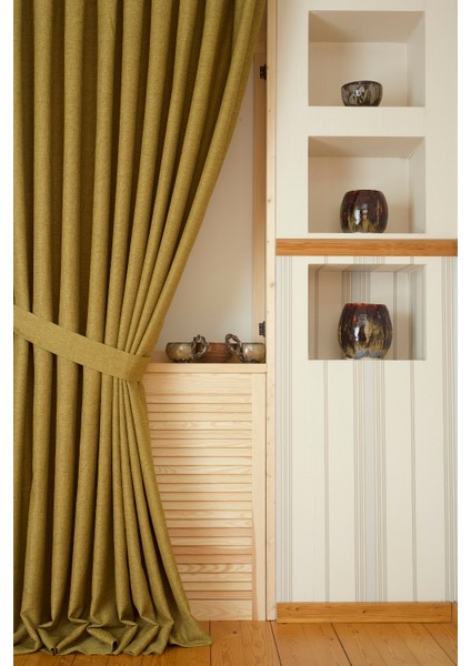 Fon Perde Keten Kivi Yeşili 1-2 Seyrek Pile 100x260