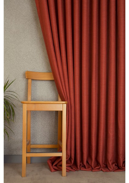 Fon Perde Keten Kiremit Rengi 1-3 Sık Pile 60x260