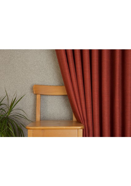 Fon Perde Keten Kiremit Rengi 1-3 Sık Pile 90x260