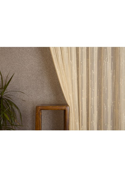 Keten Tül Simli Krem 1-2,5 Orta Sık Pile 300x260