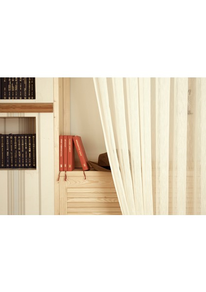 Viskonlu Şantuklu Tül Ekru 1-2 Seyrek Pile 200x260