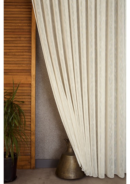 Viskonlu Şantuklu Tül Kum Beji 1-3 Sık Pile 400x260