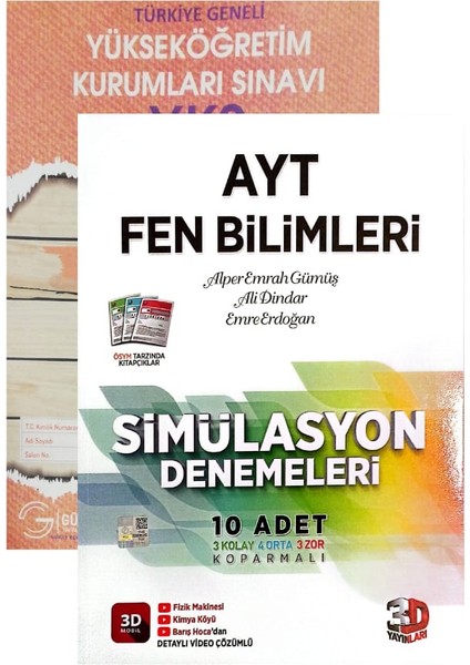 AYT Fen Bilimleri Deneme - Yeni Baskı - Aydın Yayınları Denemeli