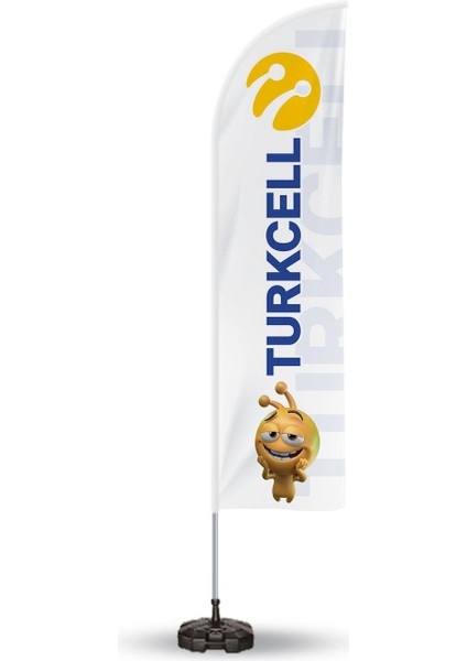 Turkcell Reklam Yönlendirme ve Tanıtım Yelken Bayragı Beyaz