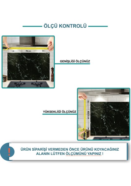 Cam Ocak Arkası Koruyucu | Good Food - Siyah Fon | 49,5cm X 76cm modelleri