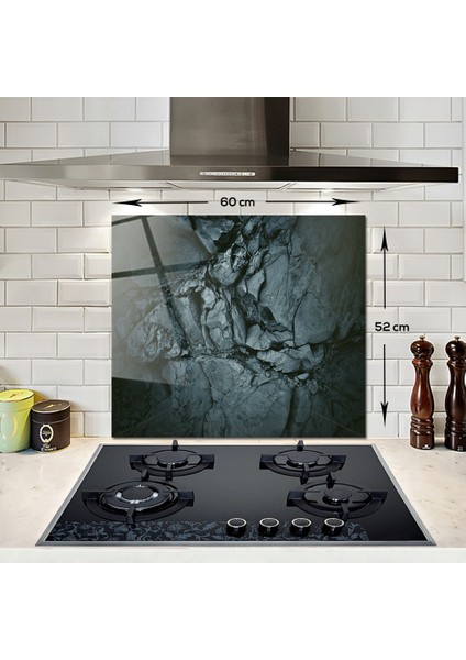 Cam Ocak Arkası Koruyucu | Doğal Taş Desen | 52cm X 60cm fiyatları