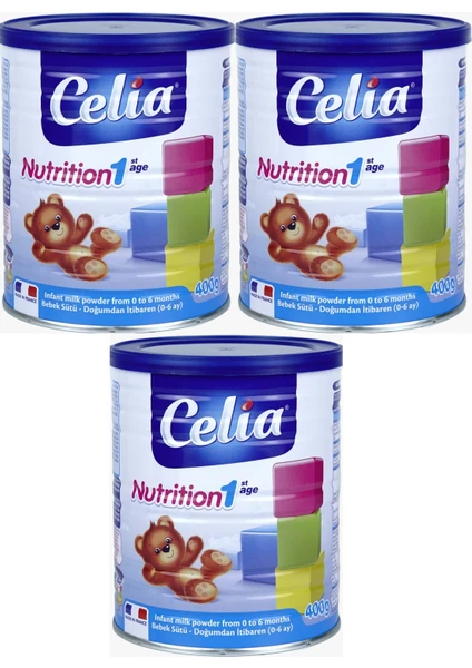 Celia Nutrition No:1 400GR Bebek Sütü Doğumdan Itibaren (0-6 Ay) (3 Lü Set) 3/24