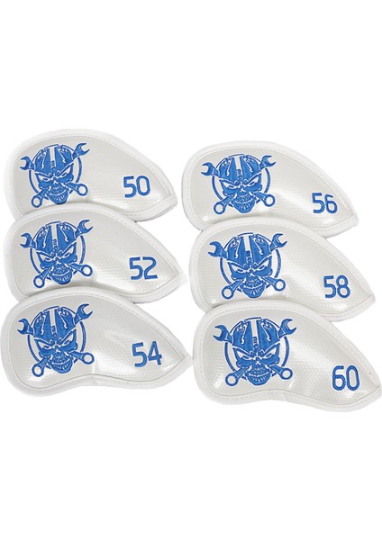6 Adet Pu Golf Demir Headcover Kaymaz Kafa Kapak Kulübü Anti-Koruyun Koruyucu Beyaz (Yurt Dışından)