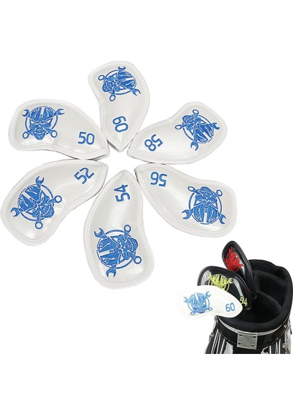 6 Adet Pu Golf Demir Headcover Kaymaz Kafa Kapak Kulübü Anti-Koruyun Koruyucu Beyaz (Yurt Dışından) modelleri