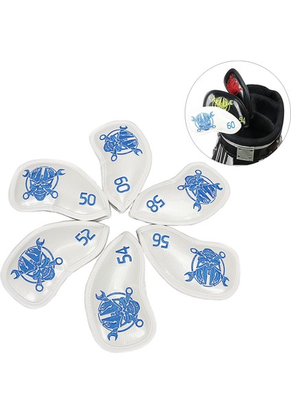 6 Adet Pu Golf Demir Headcover Kaymaz Kafa Kapak Kulübü Anti-Koruyun Koruyucu Beyaz (Yurt Dışından) indirimleri