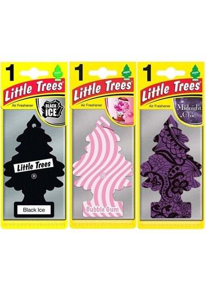 Little Trees Oto Koku Gece Yarısı Şıklığı Siyah Buz Sakız Black Ice / Bubble Gum / Midnight Chic