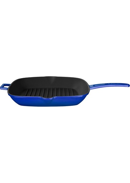 Grill Tava 28 x 28 cm Metal Saplı Mavi