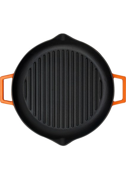 Yuvarlak Grill Tava Çap 26 Metal Kulplu Turuncu