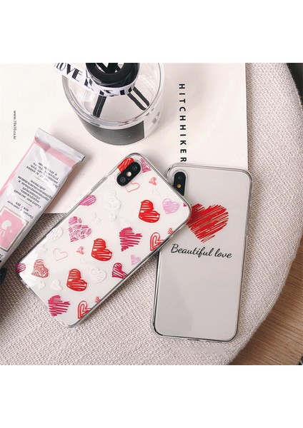 Telefon Kılıfı Şeffaf Kırmızı Kalp Şekilli Tasarımlar fiyatları