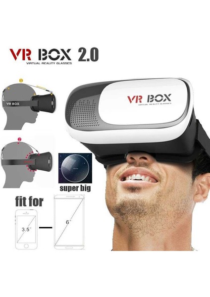 Vr Box 3D Sanal Gerçeklik Gözlüğü Android ve Ios, 4.7 - 6 Inç Telefonlarla Uyumlu