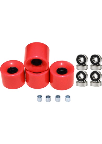 Longboard Yol Paten Kruvazör Tekerlekler 78A 4 Kırmızı Siyah Kapak Seti (Yurt Dışından)