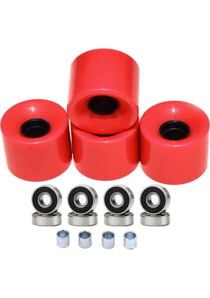 Longboard Yol Paten Kruvazör Tekerlekler 78A 4 Kırmızı Siyah Kapak Seti (Yurt Dışından)