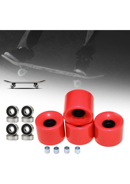 Longboard Yol Paten Kruvazör Tekerlekler 78A 4 Kırmızı Siyah Kapak Seti (Yurt Dışından)