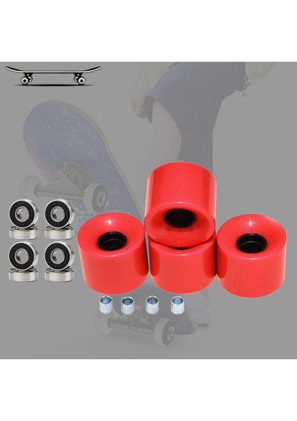Longboard Yol Paten Kruvazör Tekerlekler 78A 4 Kırmızı Siyah Kapak Seti (Yurt Dışından)