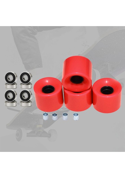 Longboard Yol Paten Kruvazör Tekerlekler 78A 4 Kırmızı Siyah Kapak Seti (Yurt Dışından)