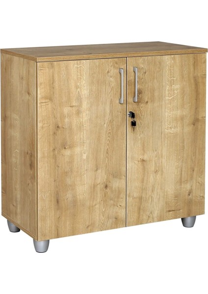 FURNI24 Kilitli Kapaklı Dosya Dolabı 80CM Safir Meşe Rengi