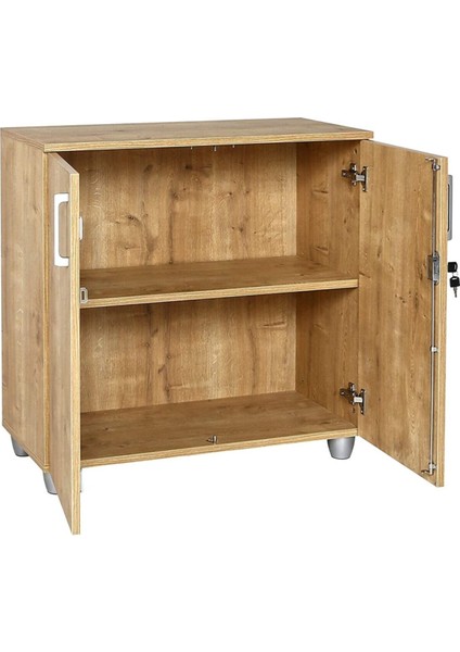 FURNI24 Kilitli Kapaklı Dosya Dolabı 80CM Safir Meşe Rengi