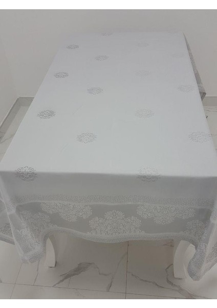 Viyana Lüx Jakar Kumaş Gri Masa Örtüsü Dikdörtgen 160x320 cm - 1114