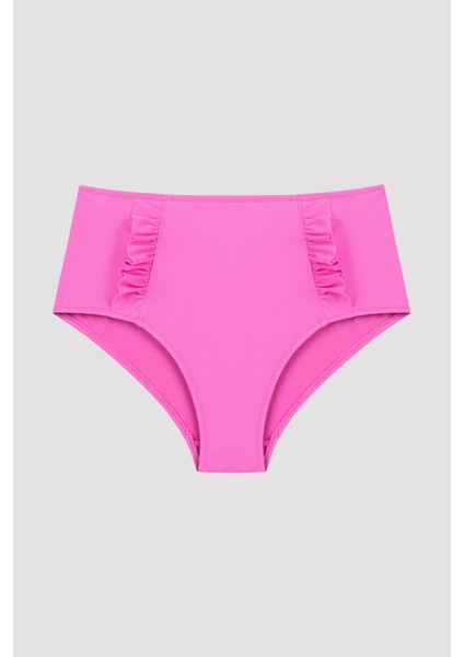 Fuşya Basic High Ruffle Bikini Altı