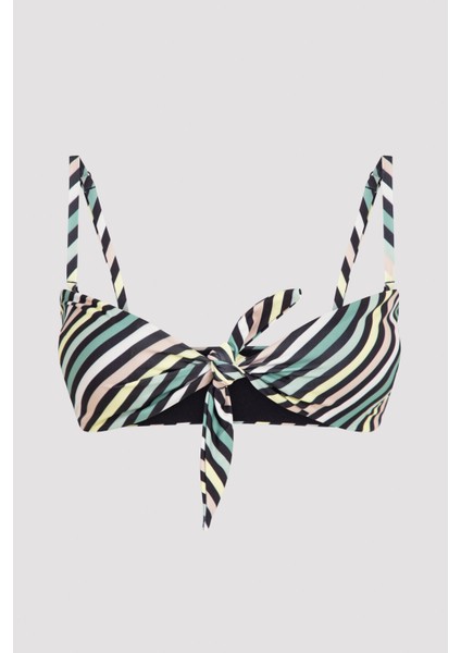 Çok Renkli Çizgili Rayne Straplez Bikini Üstü