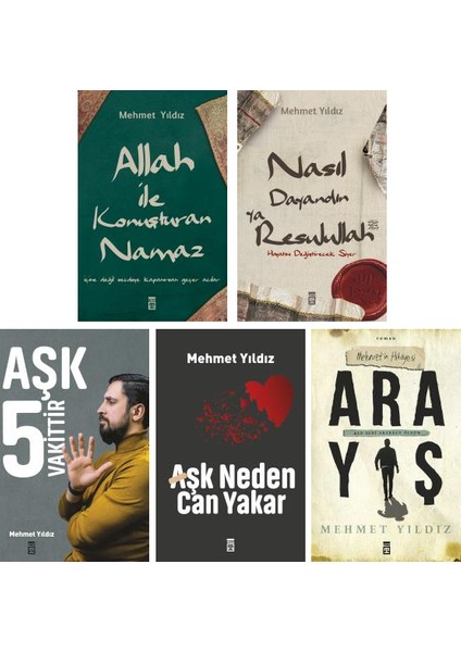 Mehmet Yıldız 5 Kitap Set / Allah ile Konuşturan Namaz - Nasıl Dayandın Ya Resulullah - Aşk 5 Vakittir - Aşk Neden Can Yakar - Arayış