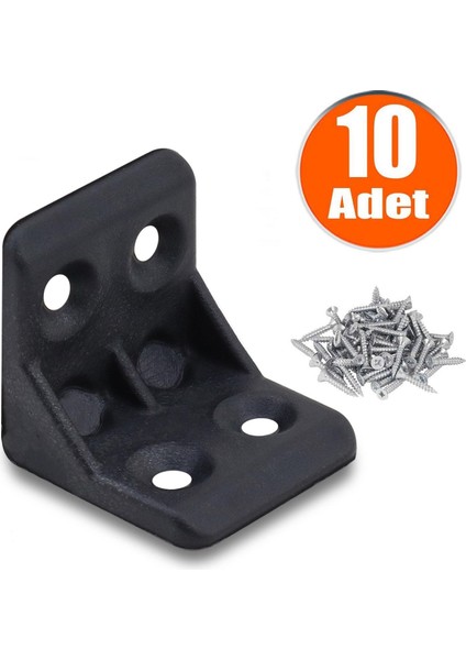 Mobilya Eşya Dolap Köşebent Bağlantı Sabitleme Sabitleyici L Gönye 25x25x25 Mm Siyah (10 ADET)