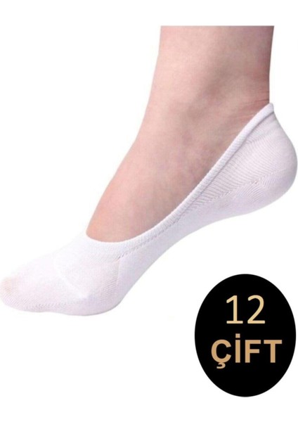 Meguca Socks Unisex Beyaz Pamuklu Babet Çorap 12 Çift