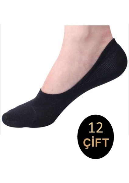 Meguca Socks Unisex Siyah Pamuklu Babet Çorap 12 Çift