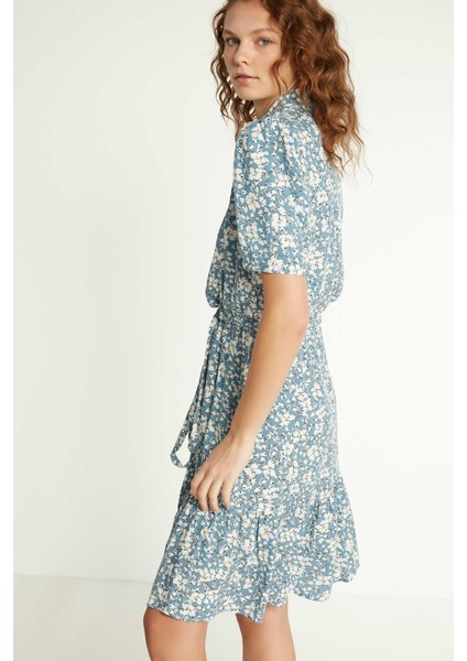 Yakalı Çıtır Çicek Desenli Elbise modelleri