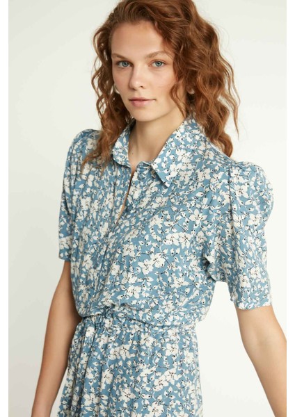 Yakalı Çıtır Çicek Desenli Elbise fırsatları