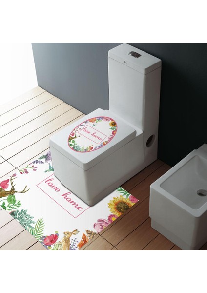 2x Çıkarılabilir Banyo Klozet Kapağı Sticker Closestool Lıd Çıkartması Sticker (Yurt Dışından)