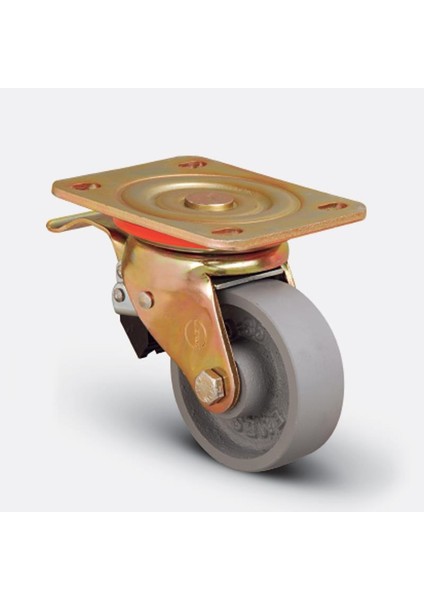 Emes ED01 Vkv 100F Döner Tablalı Frenli Metal Teker 100 mm 350 kg