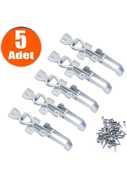 5 Adet Ayarlanabilir Büyük Boy Çelik Kaput Kilidi (Vida Hediyeli)