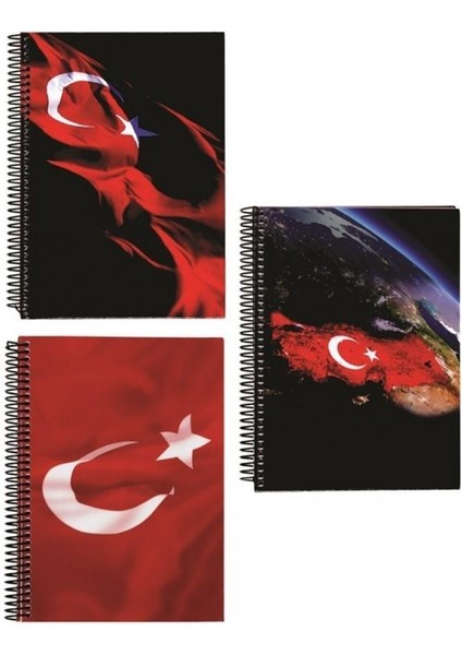 Spr.sert Kapak Bayrak Defter 17X24 120 Yp Kareli 410792-99